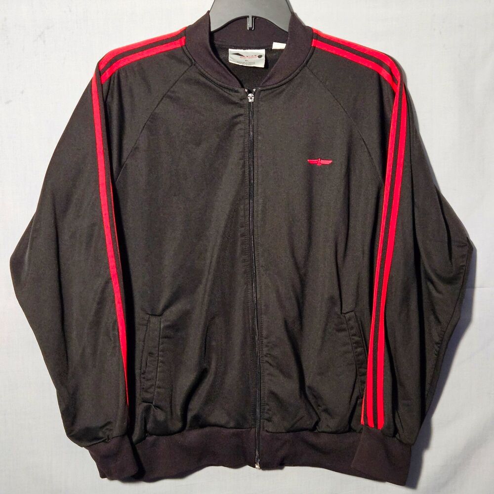 VTG 90s Aviat Sportif Track Jacket Full Zip Mens XL Black Red Striped Eagle Logo